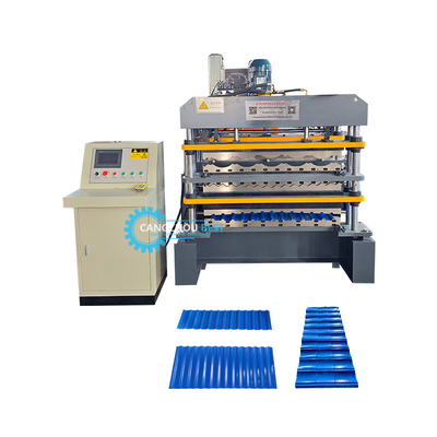 Color Steel PLC Control Three Function Triple Layer Rooing Sheets Profile Roll Forming Machine Máy hình thành hồ sơ
