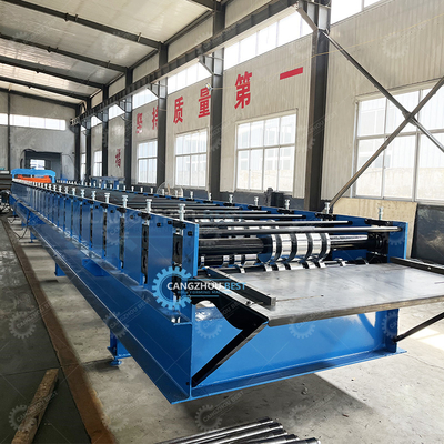 Galvanized Flying Cutter Non Stop 20m/min Decking Floor Steel Sheet Roll Forming Machine Máy tạo hình