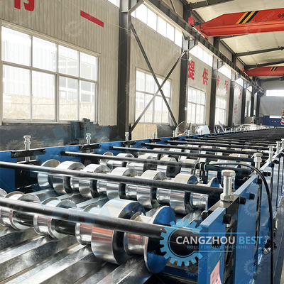 Galvanized Flying Cutter Non Stop 20m/min Decking Floor Steel Sheet Roll Forming Machine Máy tạo hình