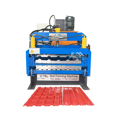 Năng lượng thủy lực 5.5kw Màu mái hai lớp IBR ốp gạch lồi hình thành máy