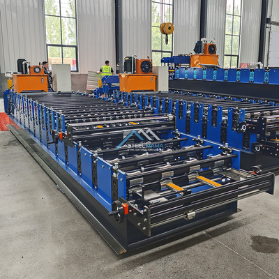 Năng lượng thủy lực 5.5kw Màu mái hai lớp IBR ốp gạch lồi hình thành máy