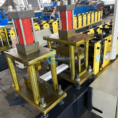 PLC Control Hydraulic Mold Cutting T Profile V Shape Fence Steel Making Roll Forming Machine Máy tạo cuộn