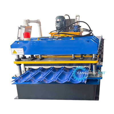 Color Steel PLC Control Hydraulic Pressing&amp; Cutting Zee Roof Tile Roll Forming Machine Máy tạo gạch mái nhà