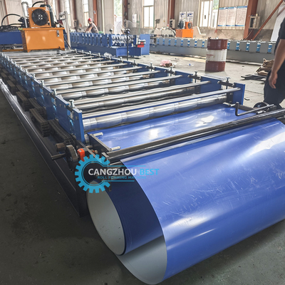 Color Steel PLC Control Hydraulic Pressing&amp; Cutting Zee Roof Tile Roll Forming Machine Máy tạo gạch mái nhà