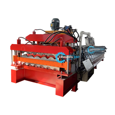 Độ rộng cuộn 1220mm Gạch mái &amp; Trapezodial mái ván tấm mái lớp hai Roof Roll Forming Machine