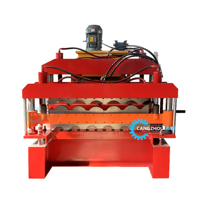 Châu Âu Màu Xanh Bamboo Roof Tile IBR Roof Sheet Double Layer Roll Forming Machine