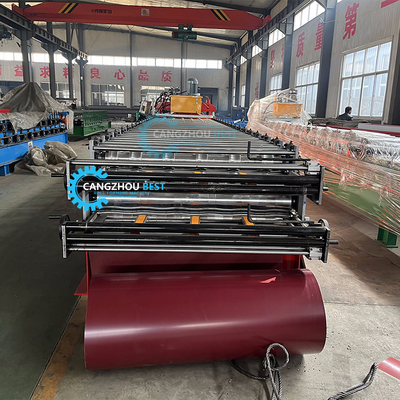 Châu Âu Màu Xanh Bamboo Roof Tile IBR Roof Sheet Double Layer Roll Forming Machine