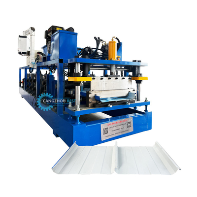 Customzied Portable Kr18 Standing Seam Roof Sheet Roll Forming Machine With Auto Seamer Máy hình thành tấm mái nhà bằng dây dán tự động
