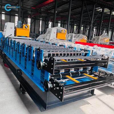Máy tạo hình cuộn hai lớp cho tấm mái và tường Máy tạo hình thép màu hai lớp đa chức năng